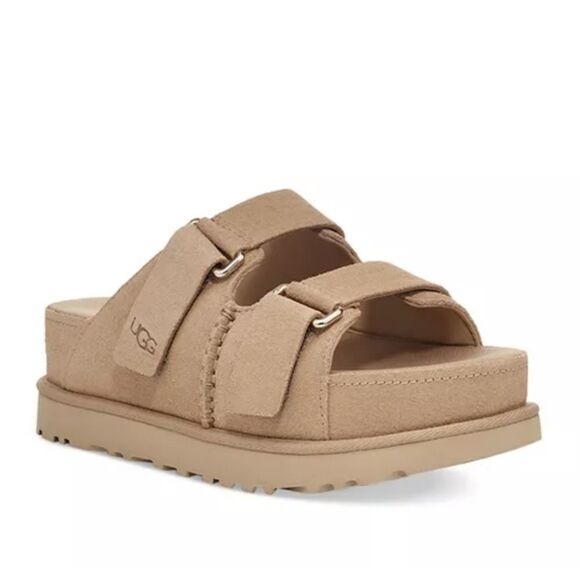 NIB Ugg Women's Goldenstar Hi Slide Platform Sandals Sz 9 Color Sand - Picture 1 of 11